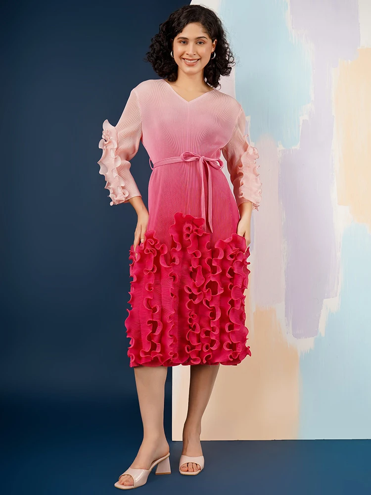 Plus Size Pleated Dresses For Women Elegant Evening Party Formal Dress Arabian Dubai Prom Clothing Casual Female Fashion 2025
Plus Size Pleated Dresses For Women Elegant Evening Party Formal Dress Arabian Dubai Prom Clothing Casual Female Fashion 2025
