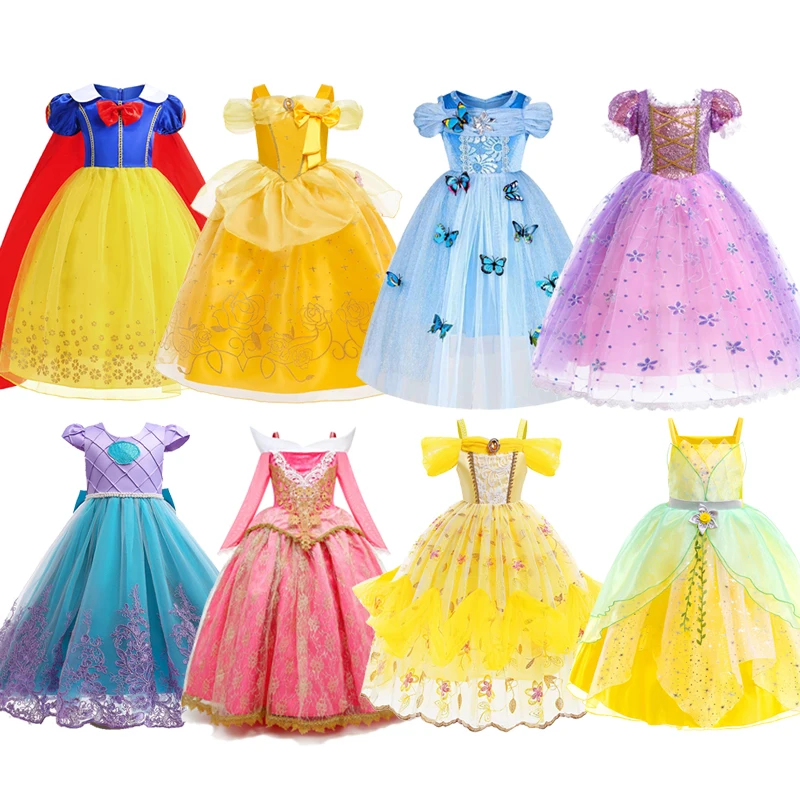 Костюм Белоснежки Рапунцель Белль для девочек, детская маскировка, Эльза, Анна, Золушка, Аврора, элегантное платье, праздничная одежда на Хэллоуин 
Костюм Белоснежки Рапунцель Белль для девочек, детская маскировка, Эльза, Анна, Золушка, Аврора, элегантное платье, праздничная одежда на Хэллоуин