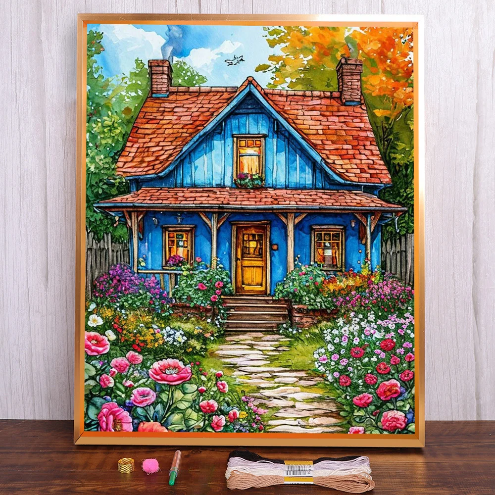 Landscape Flower House Printed Fabric Cross-Stitch Embroidery Full Kit Handmade Handiwork Handicraft Sewing Magic Floss Counted
Landscape Flower House Printed Fabric Cross-Stitch Embroidery Full Kit Handmade Handiwork Handicraft Sewing Magic Floss Counted