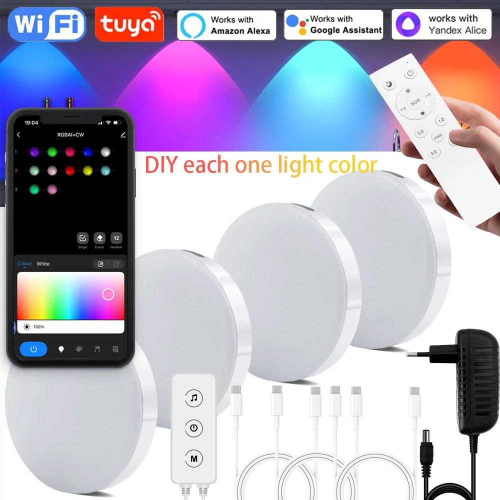 2025 Round Under Cabinet Lighting Kit DC24V Tuya Wifi RGBIC Dimmable Smart Lamp DIY Color Change Wardrobe Closet Decor for Alexa
2025 Round Under Cabinet Lighting Kit DC24V Tuya Wifi RGBIC Dimmable Smart Lamp DIY Color Change Wardrobe Closet Decor for Alexa