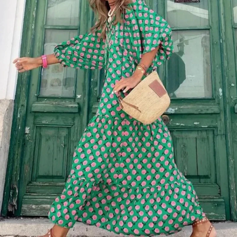 Women Puff Sleeve Boho Maxi Dress Vintage Elegant Fashion Casual Print Floral V-Neck Loose Ladies Holiday Beach Party Vestidos
Women Puff Sleeve Boho Maxi Dress Vintage Elegant Fashion Casual Print Floral V-Neck Loose Ladies Holiday Beach Party Vestidos