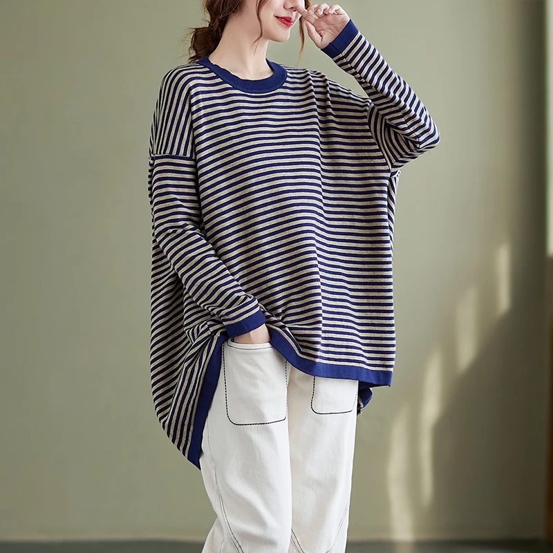 2023 New Arrival Spring Autumn Arts Style Women Casual Loose Long Sleeve O-neck Tops Tees All-matched Striped T-shirt V633
2023 New Arrival Spring Autumn Arts Style Women Casual Loose Long Sleeve O-neck Tops Tees All-matched Striped T-shirt V633