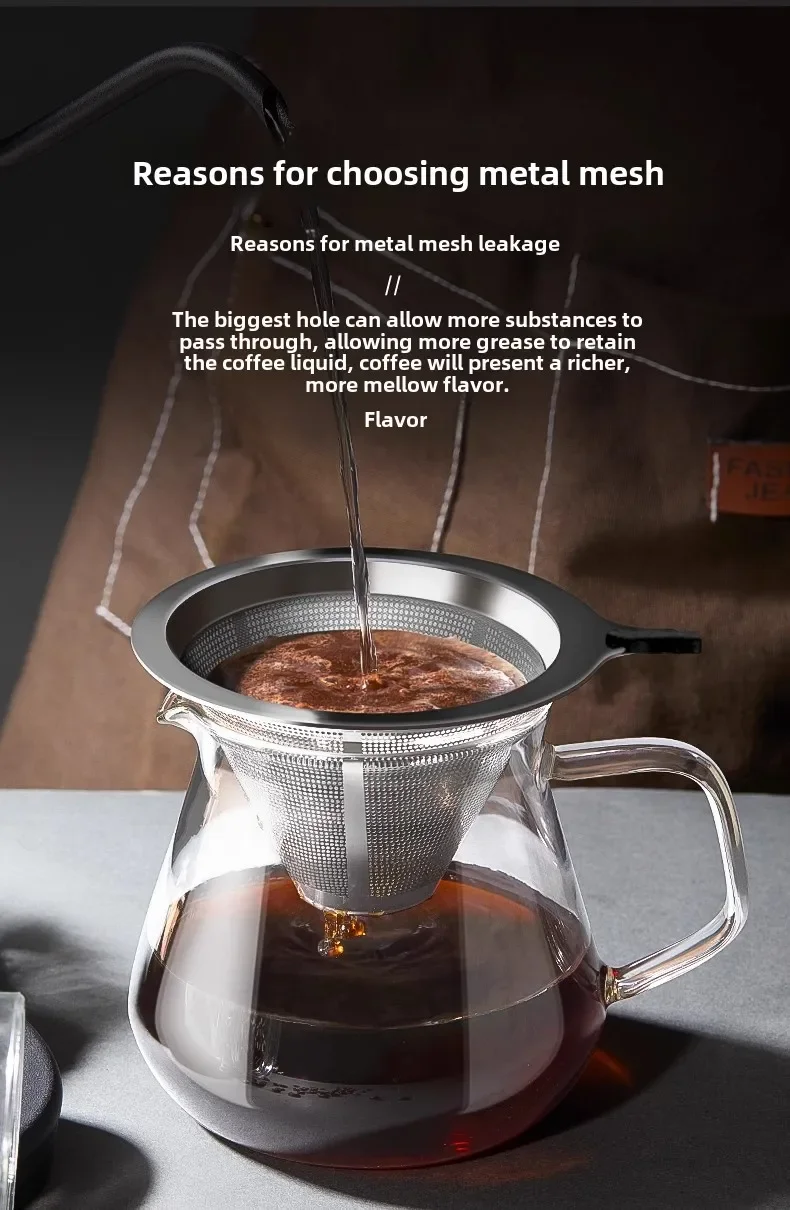 Coffee filter funnel appliance ultra-fine mesh metal material household desktop ornament solid color simple transparent glass
Coffee filter funnel appliance ultra-fine mesh metal material household desktop ornament solid color simple transparent glass