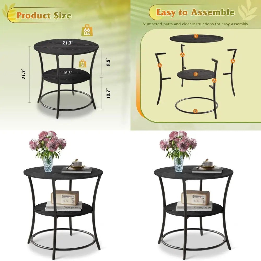 Compact Round Coffee Table with 2 Shelves, Steel Frame, Ideal for Small Spaces, Black
Compact Round Coffee Table with 2 Shelves, Steel Frame, Ideal for Small Spaces, Black