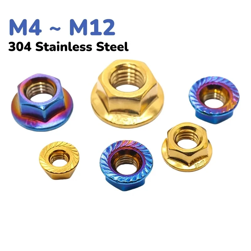 Titanium Blue Gold 304 Stainless Steel Hex Flange Nut Serrated Lock Spinlock Nut M4 M12 Multi Pitch Thread
Titanium Blue Gold 304 Stainless Steel Hex Flange Nut Serrated Lock Spinlock Nut M4 M12 Multi Pitch Thread