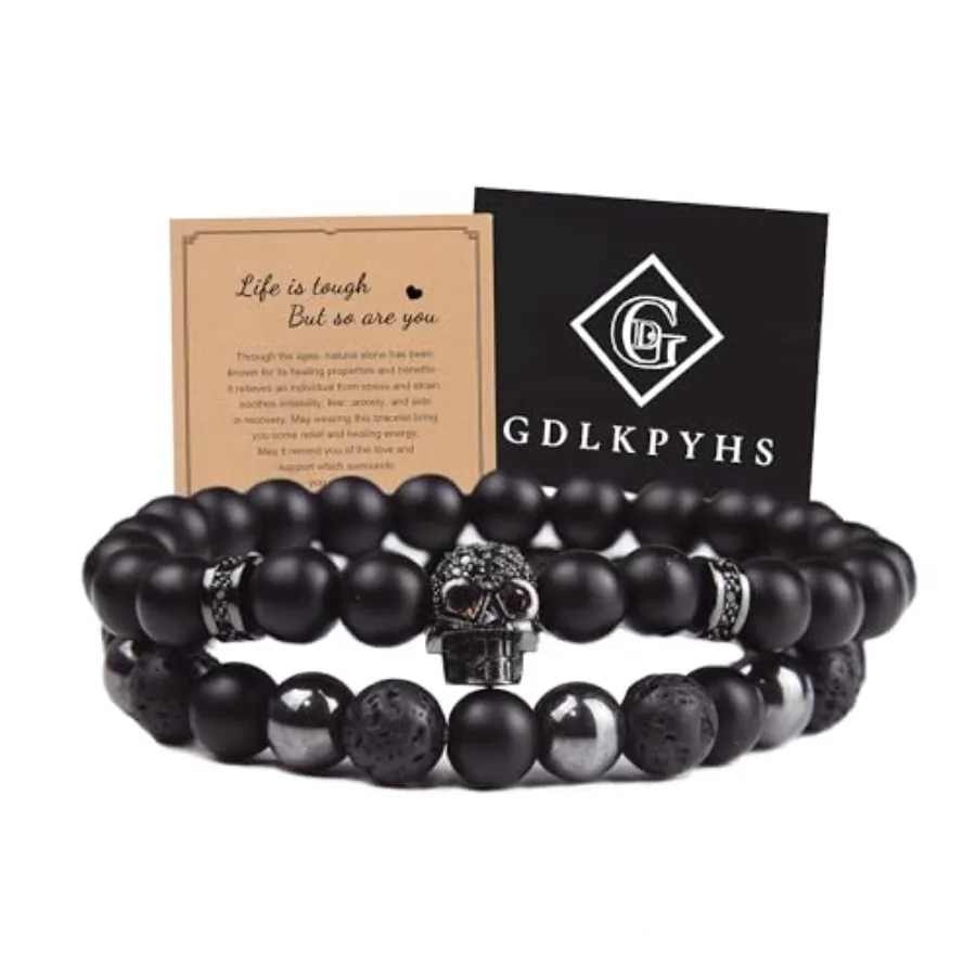 Black Obsidian Bracelet for Men - Black Tourmaline Beaded Bracelets - Mens Bracelet Set 8MM Black Onyx Hematite Lava Stone Bead
Black Obsidian Bracelet for Men - Black Tourmaline Beaded Bracelets - Mens Bracelet Set 8MM Black Onyx Hematite Lava Stone Bead