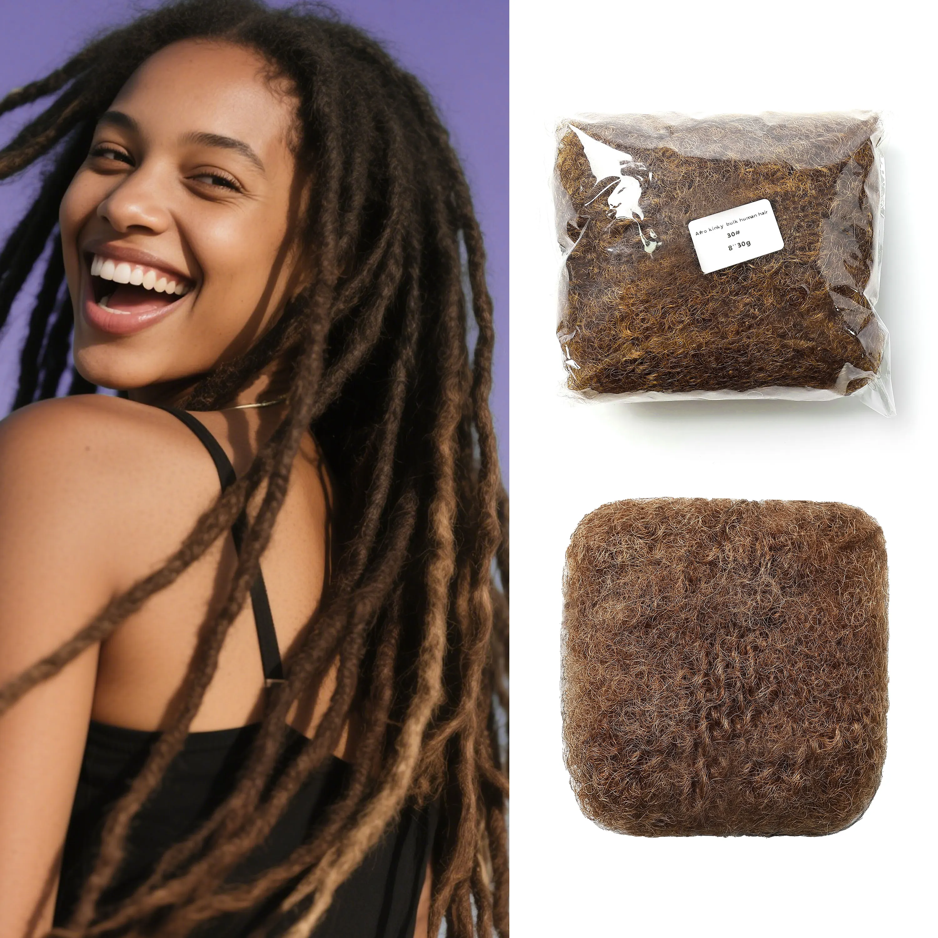 #30 Specifically Dreadlocks Factory Price Soft and Elastic Full Handmade 100% Human Hair Afro Kinky Bulk Hair
#30 Specifically Dreadlocks Factory Price Soft and Elastic Full Handmade 100% Human Hair Afro Kinky Bulk Hair