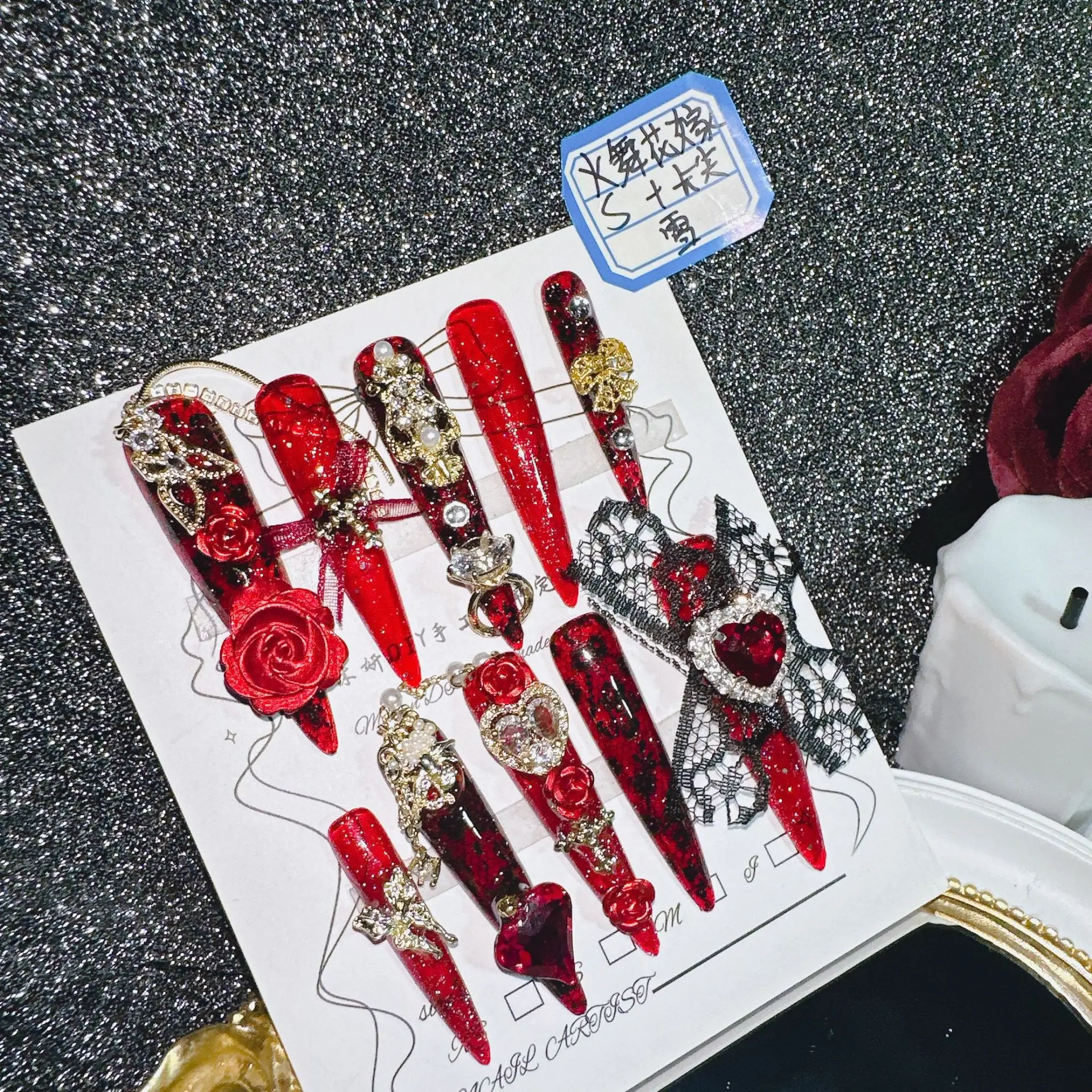 Blaze Rose Dark Court Press On Nails 3D Rose Red Diamond Flexible Resin Multiple Sizes Ideal for Dark Outfits Dinners Creative S
Blaze Rose Dark Court Press On Nails 3D Rose Red Diamond Flexible Resin Multiple Sizes Ideal for Dark Outfits Dinners Creative S