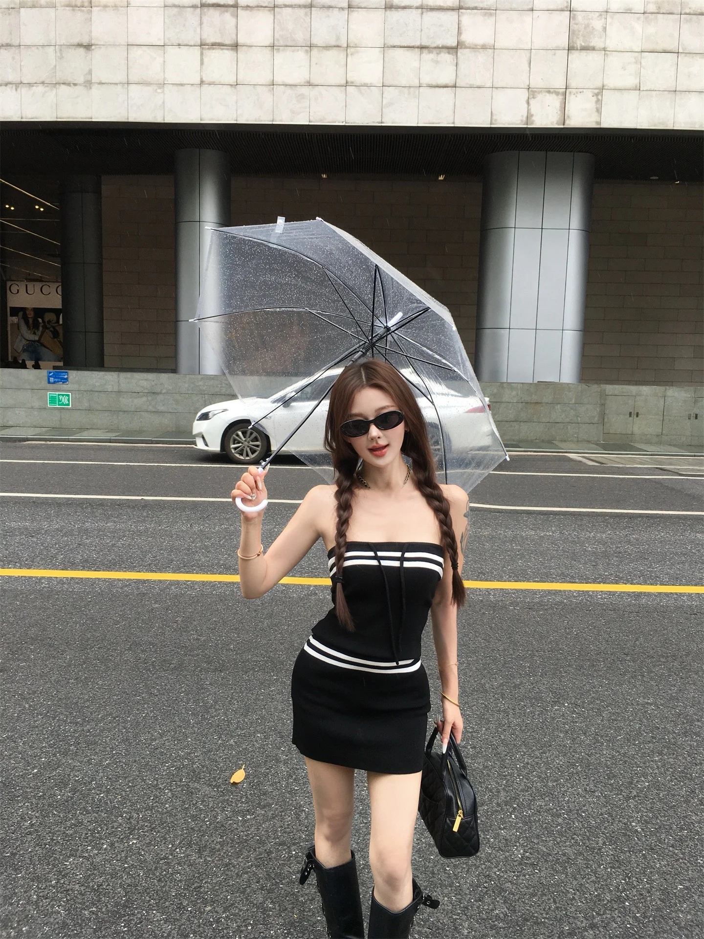 RIZZMA Spicy Girl Black White Striped Knitted Tube Top And Short Skirt Set Women's Slimming A-Line Dress Summer Outfit
RIZZMA Spicy Girl Black White Striped Knitted Tube Top And Short Skirt Set Women's Slimming A-Line Dress Summer Outfit