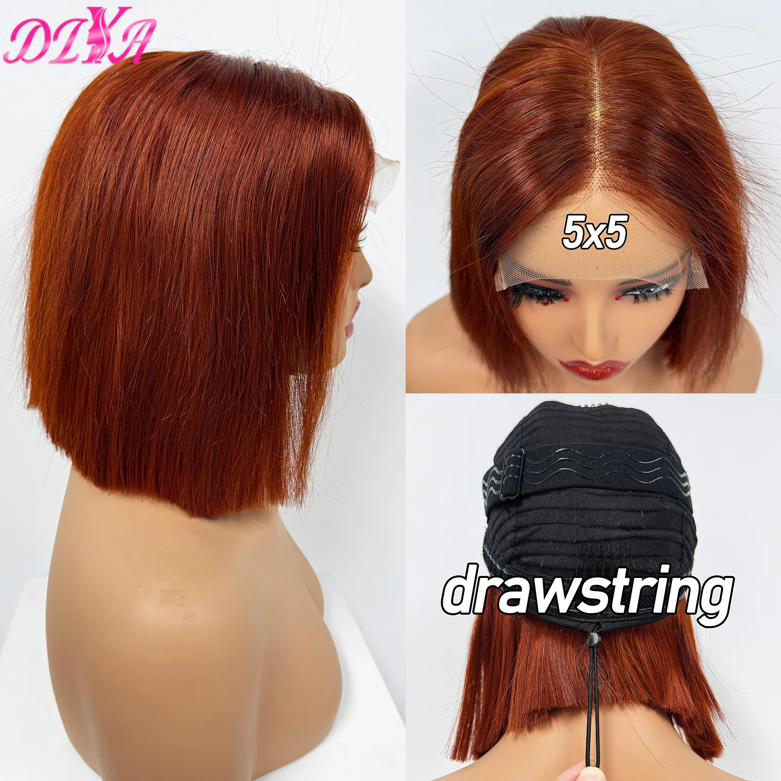 5x5 Lace Closure Glueless Wig 10in Drawstring Straight Bob Human Hair Wig 250% Density Double Drawn Short Bob Hair Wig for Women
5x5 Lace Closure Glueless Wig 10in Drawstring Straight Bob Human Hair Wig 250% Density Double Drawn Short Bob Hair Wig for Women