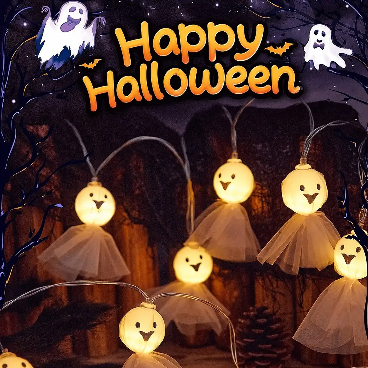 Halloween Ghost Fairy Lights Battery Powered 10 LED Warm White String Lights for Indoor Party Decorations
Halloween Ghost Fairy Lights Battery Powered 10 LED Warm White String Lights for Indoor Party Decorations