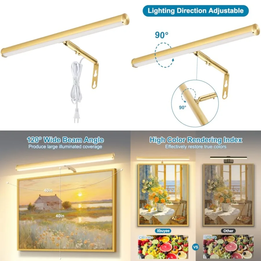 LED Picture Lights for Paintings Plug in, Adjustable Art Light Gallery Wall Light for Display Art Work, 6W 3000K Warm White, Fi
LED Picture Lights for Paintings Plug in, Adjustable Art Light Gallery Wall Light for Display Art Work, 6W 3000K Warm White, Fi