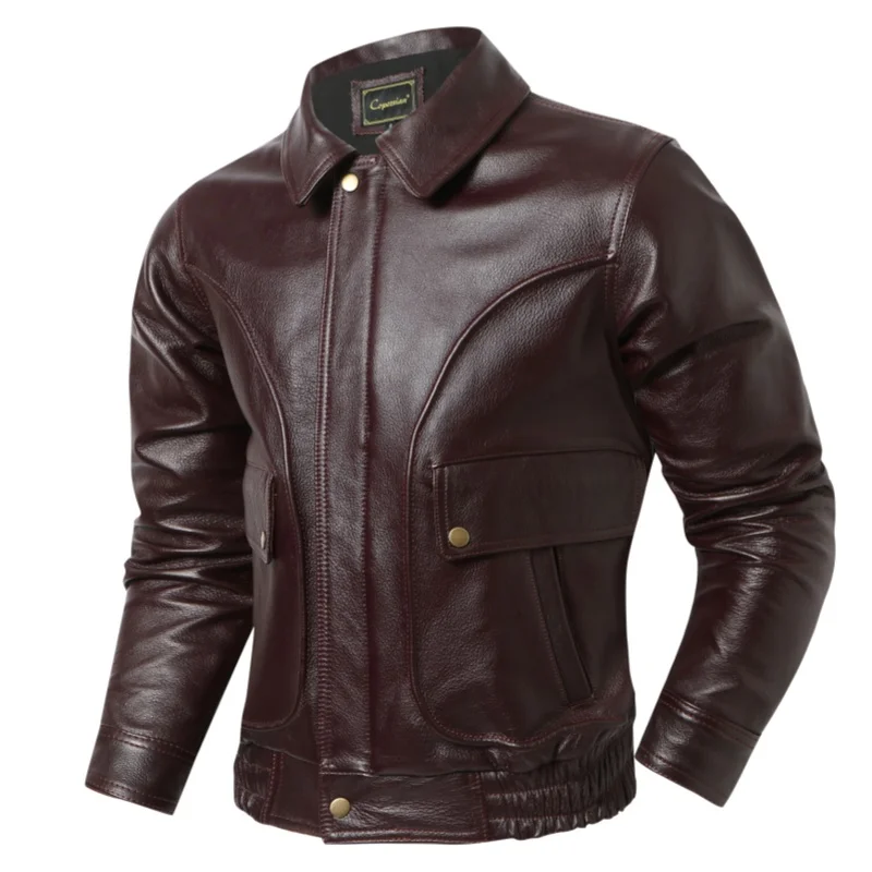 Классическое мужское пальто из натуральной винно-красной кожи (верхний слой), с оригинальной текстурой, обработанное воском, свободного кроя, больших размеров
Классическое мужское пальто из натуральной винно-красной кожи (верхний слой), с оригинальной текстурой, обработанное воском, свободного кроя, больших размеров