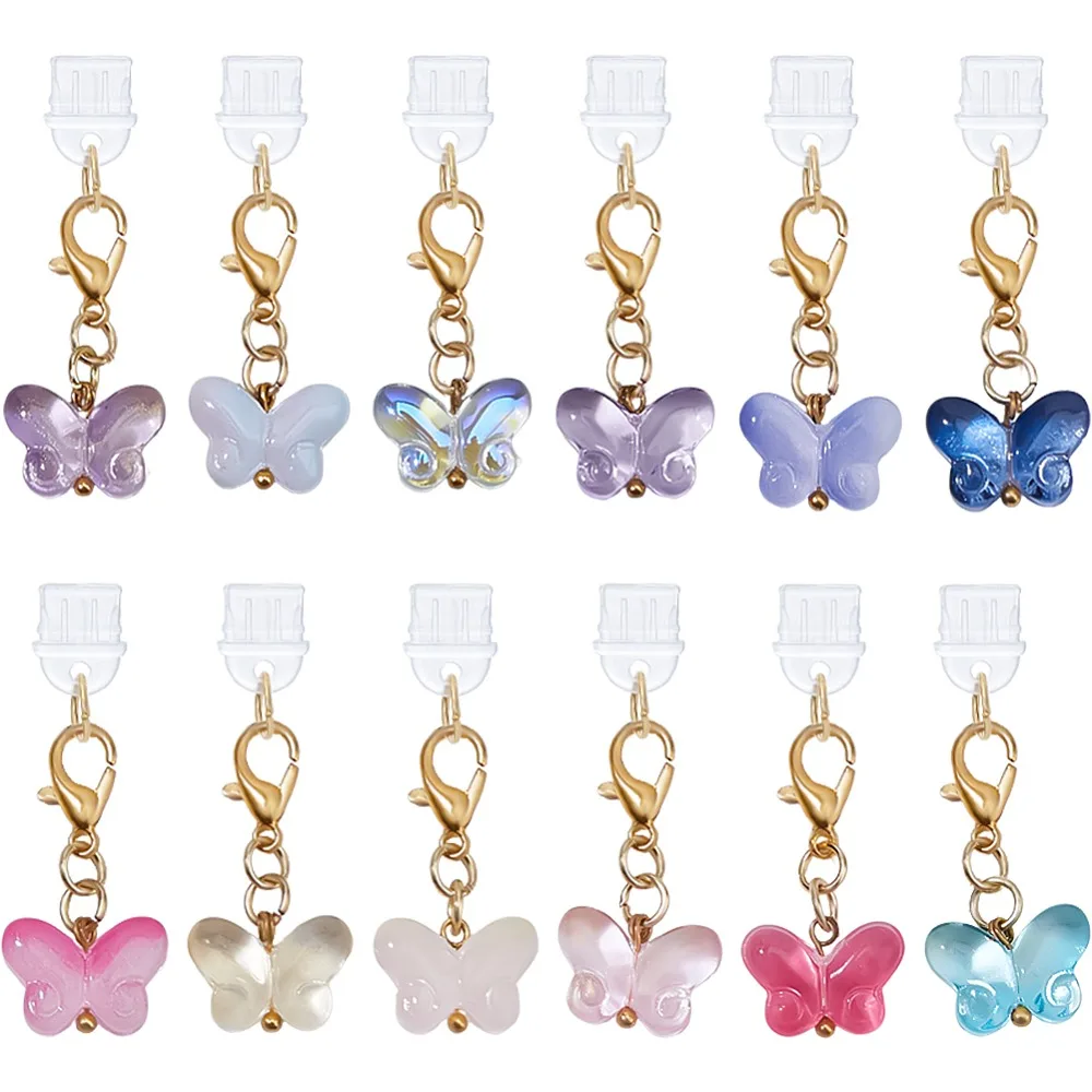 12Pcs 12 Colors Plastic Mobile Dustproof Plugs with Glass Butterfly Charms Golden Mixed Color 42mm Pendant: 29mm 1pc/color
12Pcs 12 Colors Plastic Mobile Dustproof Plugs with Glass Butterfly Charms Golden Mixed Color 42mm Pendant: 29mm 1pc/color