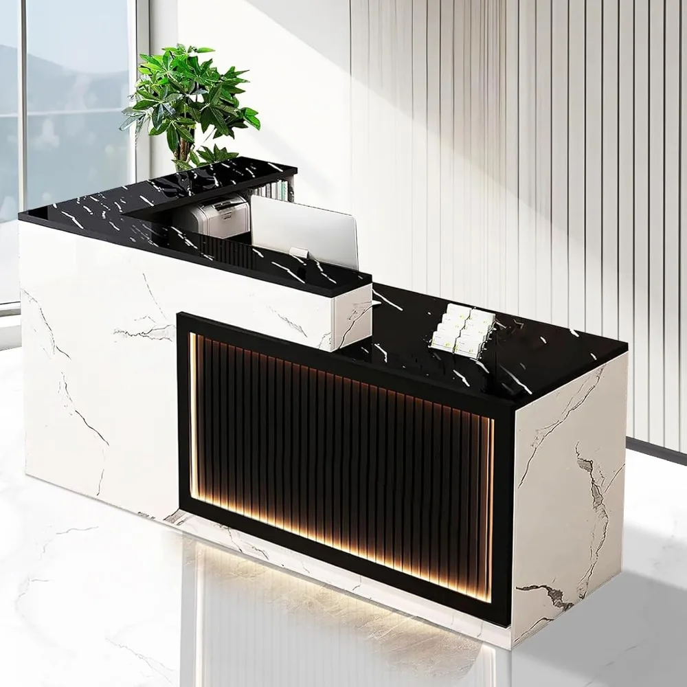 Modern Reception Desk with LED Lights L Shaped Office Front Desk Counter Black and White Reception Table Retail Checkout Counter
Modern Reception Desk with LED Lights L Shaped Office Front Desk Counter Black and White Reception Table Retail Checkout Counter