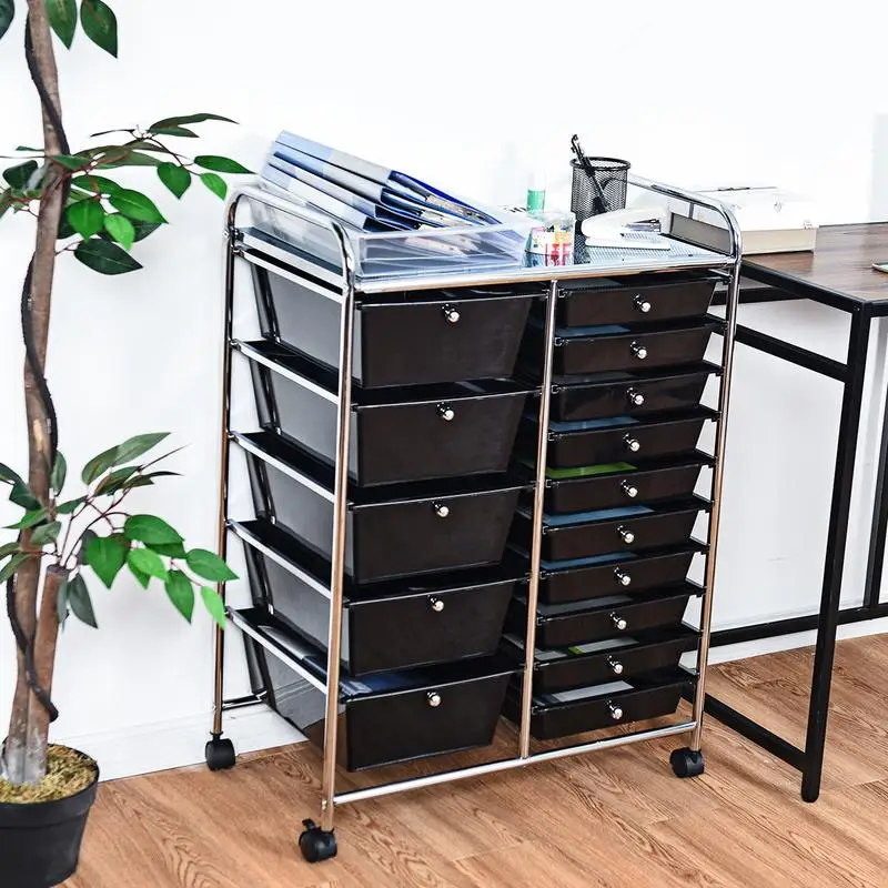 15-Drawer Utility Rolling Organizer Cart Multi-Use Storage-Black
15-Drawer Utility Rolling Organizer Cart Multi-Use Storage-Black
