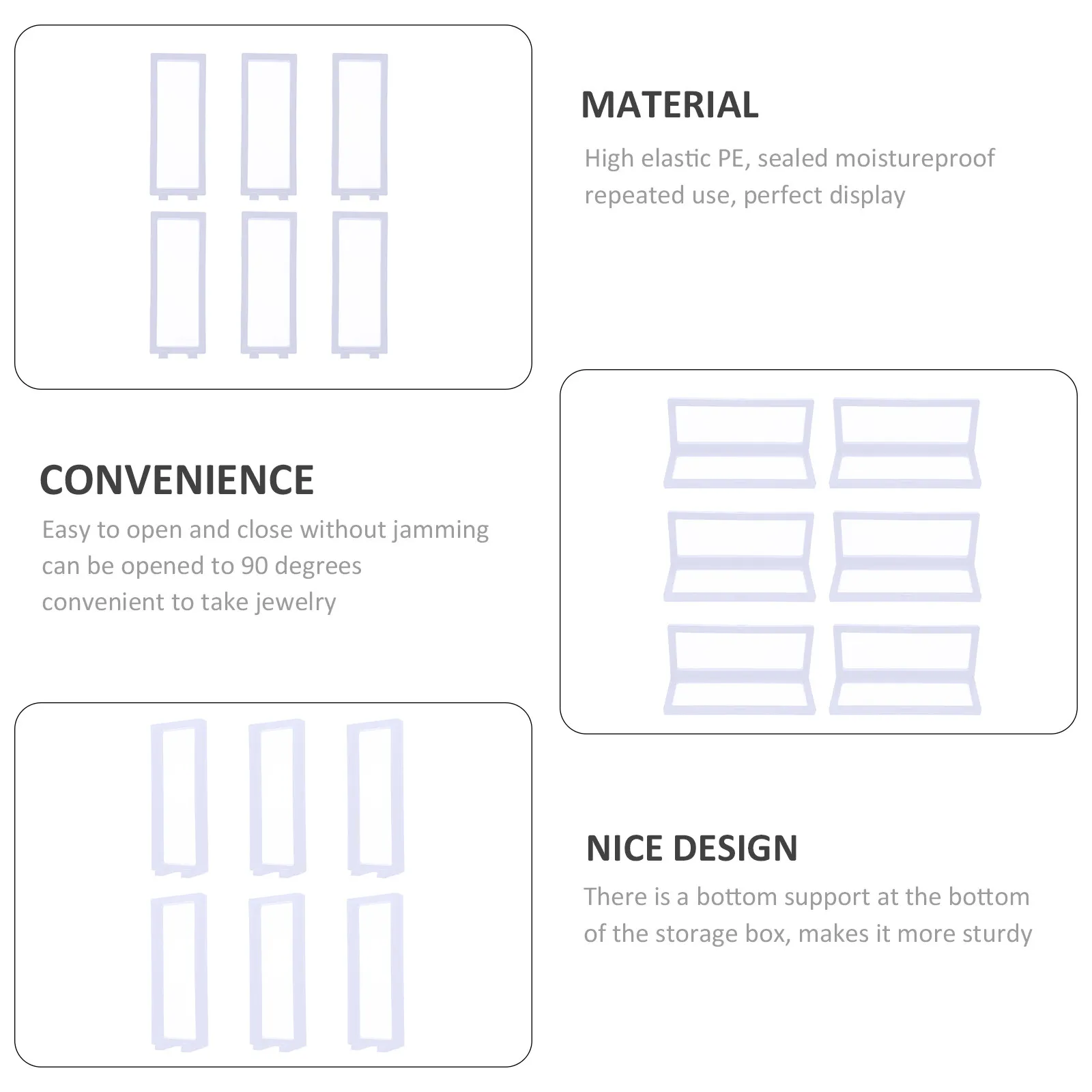 Набор из 6 прозрачных 3D-кейсов для хранения ювелирных изделий: органайзер для колец, браслетов, монет, подставка, витрина с ПЭ-пленкой
Набор из 6 прозрачных 3D-кейсов для хранения ювелирных изделий: органайзер для колец, браслетов, монет, подставка, витрина с ПЭ-пленкой