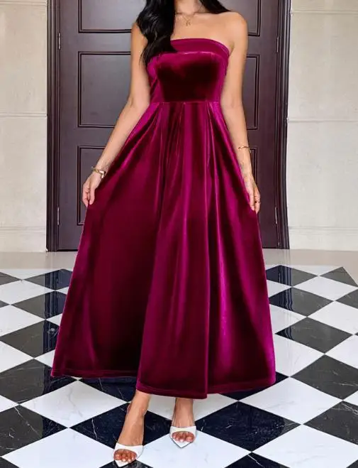 Elegant Party Dresses Woman French Elegant Evening Gown Velvet Strapless High Waisted A-Line Dress Temperament Noble Party Dress
Elegant Party Dresses Woman French Elegant Evening Gown Velvet Strapless High Waisted A-Line Dress Temperament Noble Party Dress