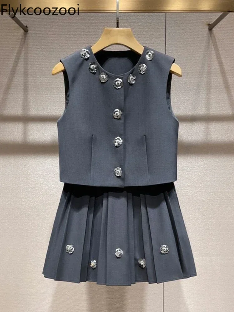 2024 Summer New Three-dimensional Flower Vest Top Skirt Regulai Fit Casual Fashion 2 Piece Blazer and Skirt
2024 Summer New Three-dimensional Flower Vest Top Skirt Regulai Fit Casual Fashion 2 Piece Blazer and Skirt