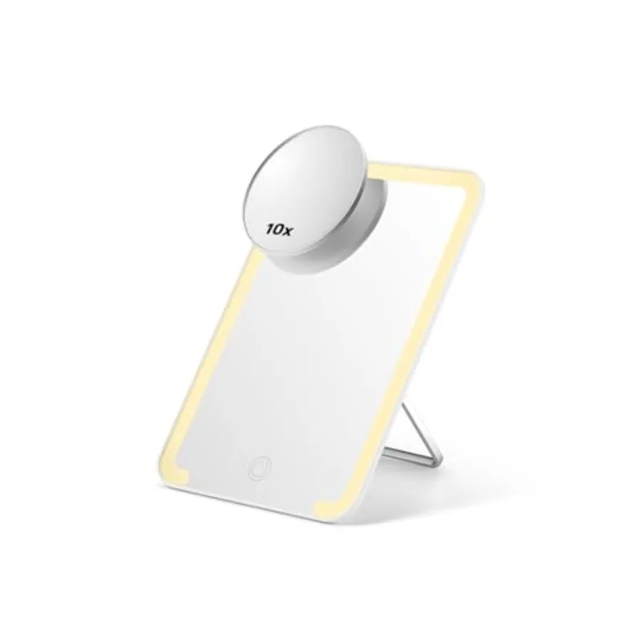 Lighted Makeup Mirror with 10X Magnifying Mirror, 8 x 5 Inch Desk Mirror with Adjustable Stand and 3 Lighting Modes for Shaving
Lighted Makeup Mirror with 10X Magnifying Mirror, 8 x 5 Inch Desk Mirror with Adjustable Stand and 3 Lighting Modes for Shaving