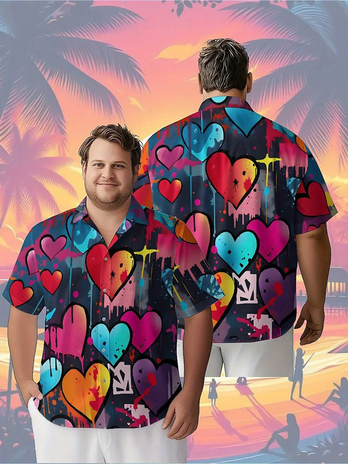 Men's Plus Size Hawaiian Shirts Heart-shaped Graffiti pattern,Unisex Baggy Aloha Shirts,summer Alternative Clothing
Men's Plus Size Hawaiian Shirts Heart-shaped Graffiti pattern,Unisex Baggy Aloha Shirts,summer Alternative Clothing