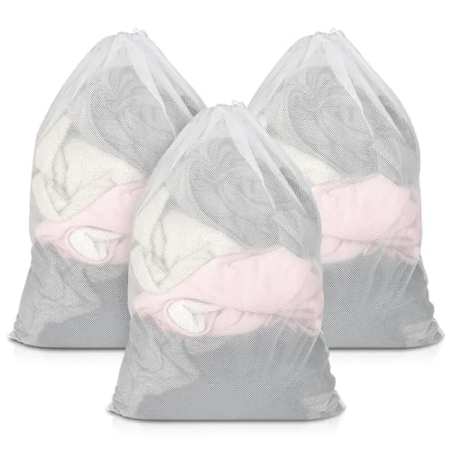 3 Pack Mesh Laundry Bags, 23 x 34 Inches Heavy Duty Mesh Laundry Bag, Large Laundry Drawstring Bag for College, Dorm, Travel, F
3 Pack Mesh Laundry Bags, 23 x 34 Inches Heavy Duty Mesh Laundry Bag, Large Laundry Drawstring Bag for College, Dorm, Travel, F