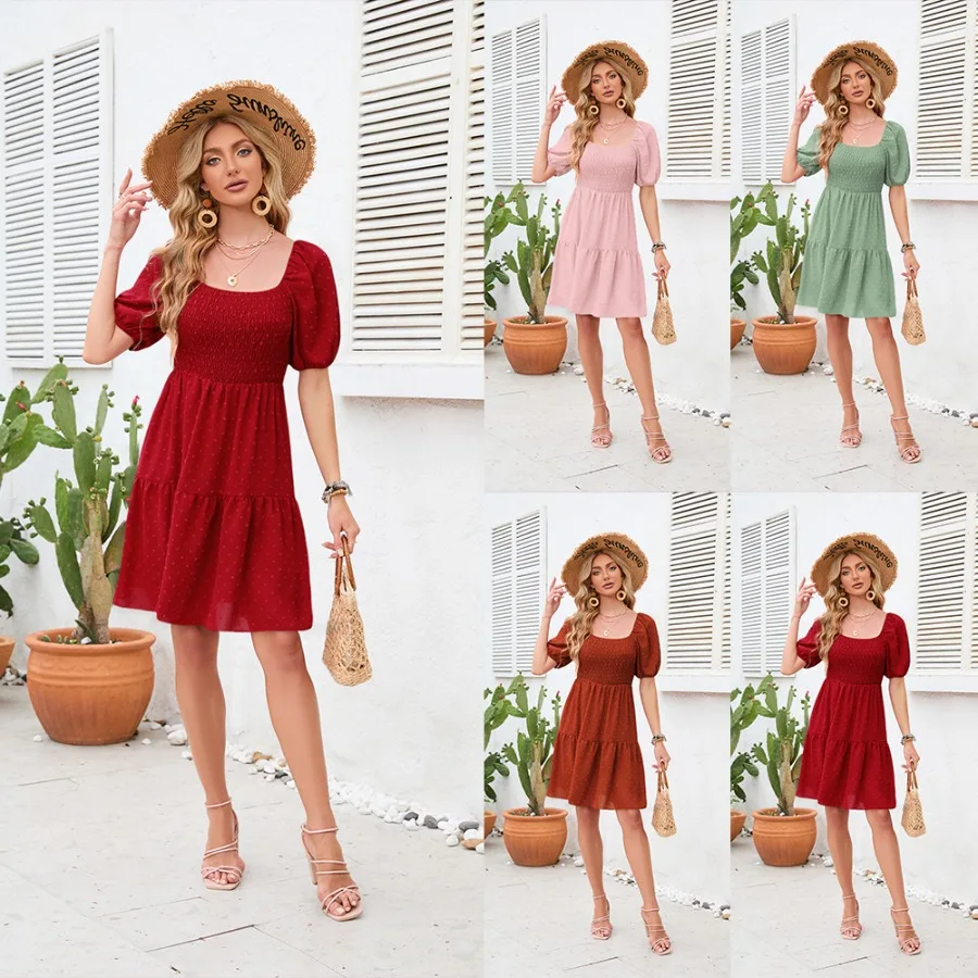 【New style】New square collar pleated cute mini skirt new summer wool ball dress
【New style】New square collar pleated cute mini skirt new summer wool ball dress