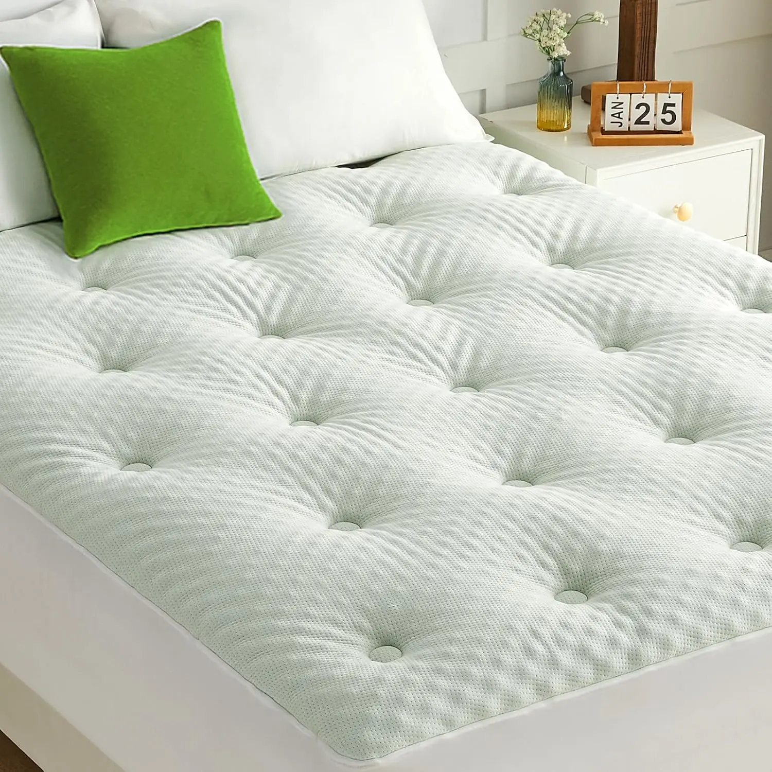 Reversible King Mattress Topper with Egg Crate Memory Foam, Bamboo Viscose Pad, Waterproof Cover Fits up to 21" Deep Pocket
Reversible King Mattress Topper with Egg Crate Memory Foam, Bamboo Viscose Pad, Waterproof Cover Fits up to 21" Deep Pocket