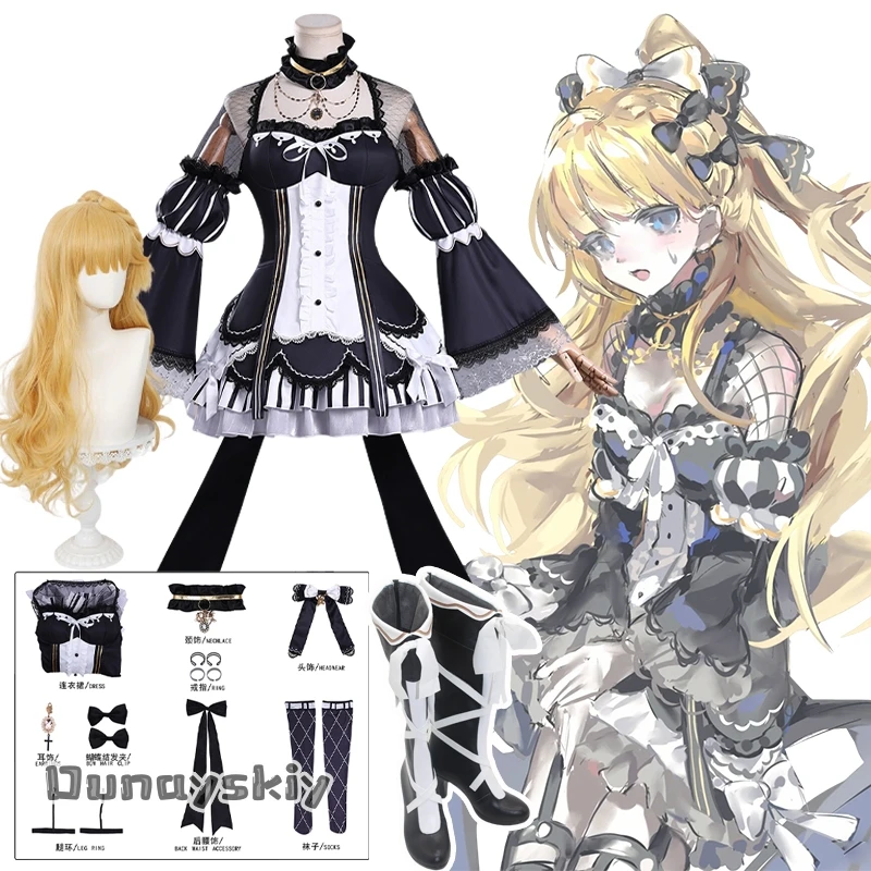 Magical Girl Saeki Milia Witch Trial Cosplay Costume Black Lolita Dress Bow Headwear Blonde Wig Prop Halloween Carnival Disguise
Magical Girl Saeki Milia Witch Trial Cosplay Costume Black Lolita Dress Bow Headwear Blonde Wig Prop Halloween Carnival Disguise