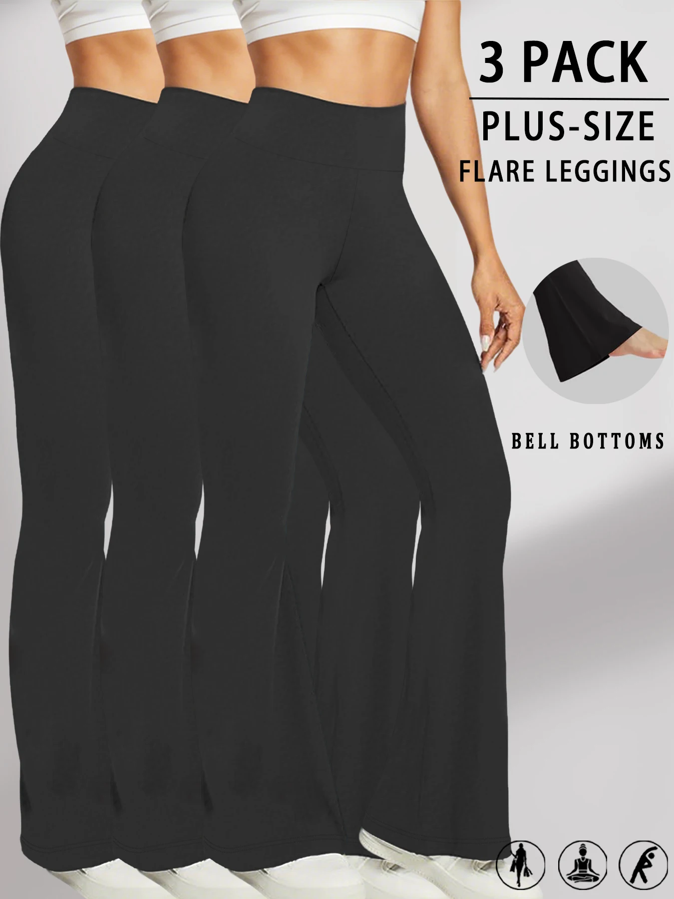 3 Pack Plus Size Elegant women's high-waisted flared pants for yoga workout. Suitable for women leggings to use for leisure.
3 Pack Plus Size Elegant women's high-waisted flared pants for yoga workout. Suitable for women leggings to use for leisure.