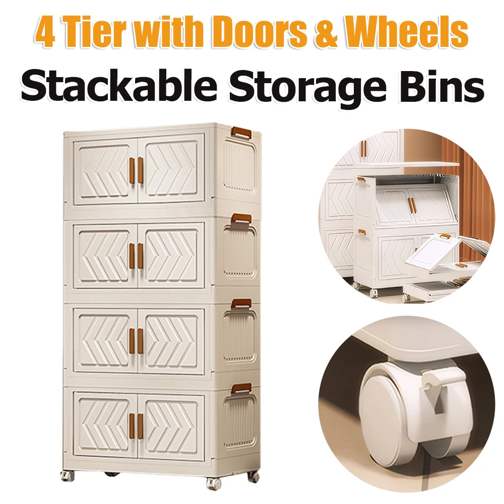 4 Tier Stackable Foldable Storage Organizer Bedroom Folding Closet Bins With Lid&Wheels Playroom Storage Cabinet for Living Room
4 Tier Stackable Foldable Storage Organizer Bedroom Folding Closet Bins With Lid&Wheels Playroom Storage Cabinet for Living Room