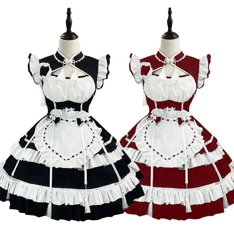 S -5XL Lolita Girl Maid Outfit Cosplay Costume Black Red Women Apron Dress Waitress Clothes Party Costumes
S -5XL Lolita Girl Maid Outfit Cosplay Costume Black Red Women Apron Dress Waitress Clothes Party Costumes