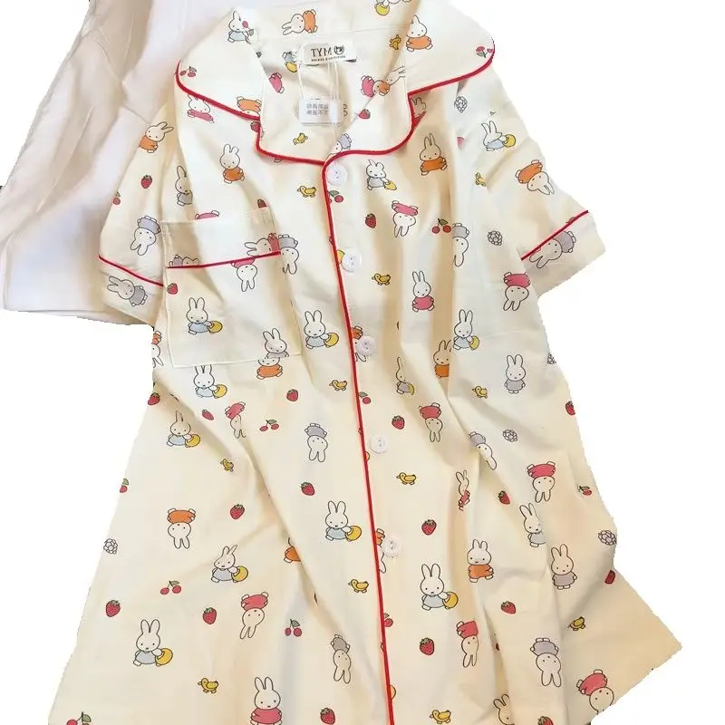 Kawaii Miffy Pajama Set Summer Lightweight Cotton Short Sleeve Shorts Cute Cherry Rabbit Design Loose Homewear for Women
Kawaii Miffy Pajama Set Summer Lightweight Cotton Short Sleeve Shorts Cute Cherry Rabbit Design Loose Homewear for Women