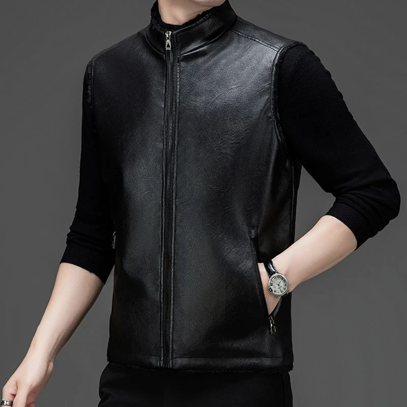 Men's PU Leather Vest with Faux Lining Thick Padded and Warm Sleeveless Waistcoat for Autumn Winter Middle Aged Men's Outerwear
Men's PU Leather Vest with Faux Lining Thick Padded and Warm Sleeveless Waistcoat for Autumn Winter Middle Aged Men's Outerwear