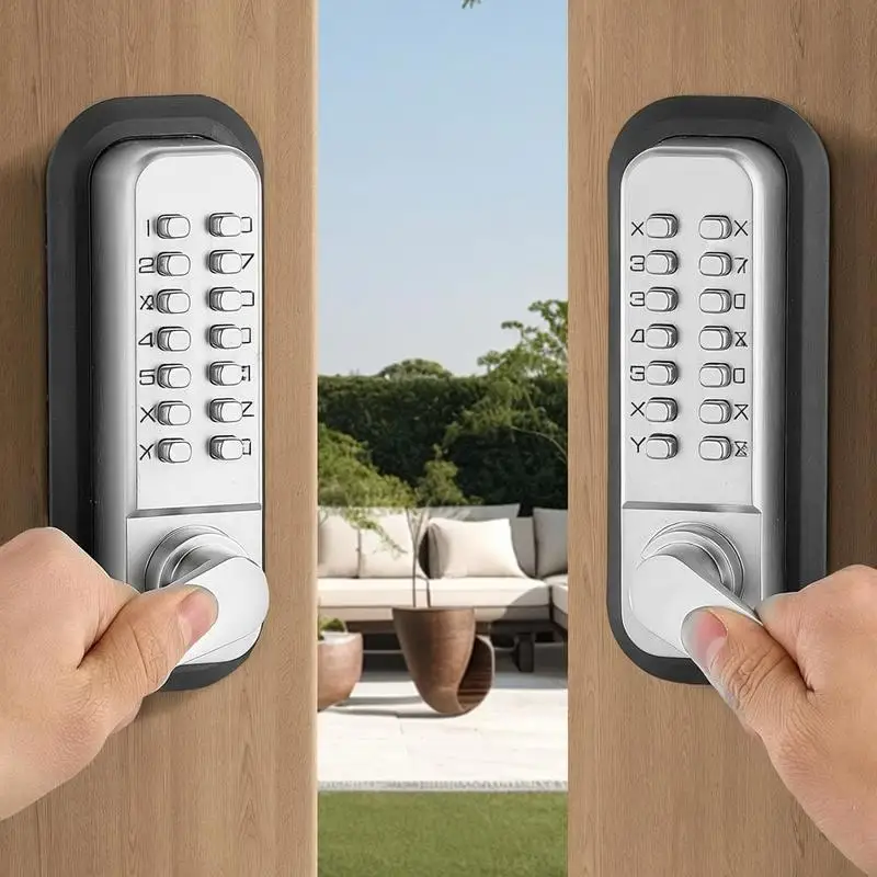 Mechanical Keyless Entry Door Lock, 14 Key Mechanical Door Lock, Mechanical Keypad Door Lock with Handle, Double-Sided Stainless Steel Waterproof Keyless Gate Lock, for Home Office Yard, Sliver
Mechanical Keyless Entry Door Lock, 14 Key Mechanical Door Lock, Mechanical Keypad Door Lock with Handle, Double-Sided Stainless Steel Waterproof Keyless Gate Lock, for Home Office Yard, Sliver