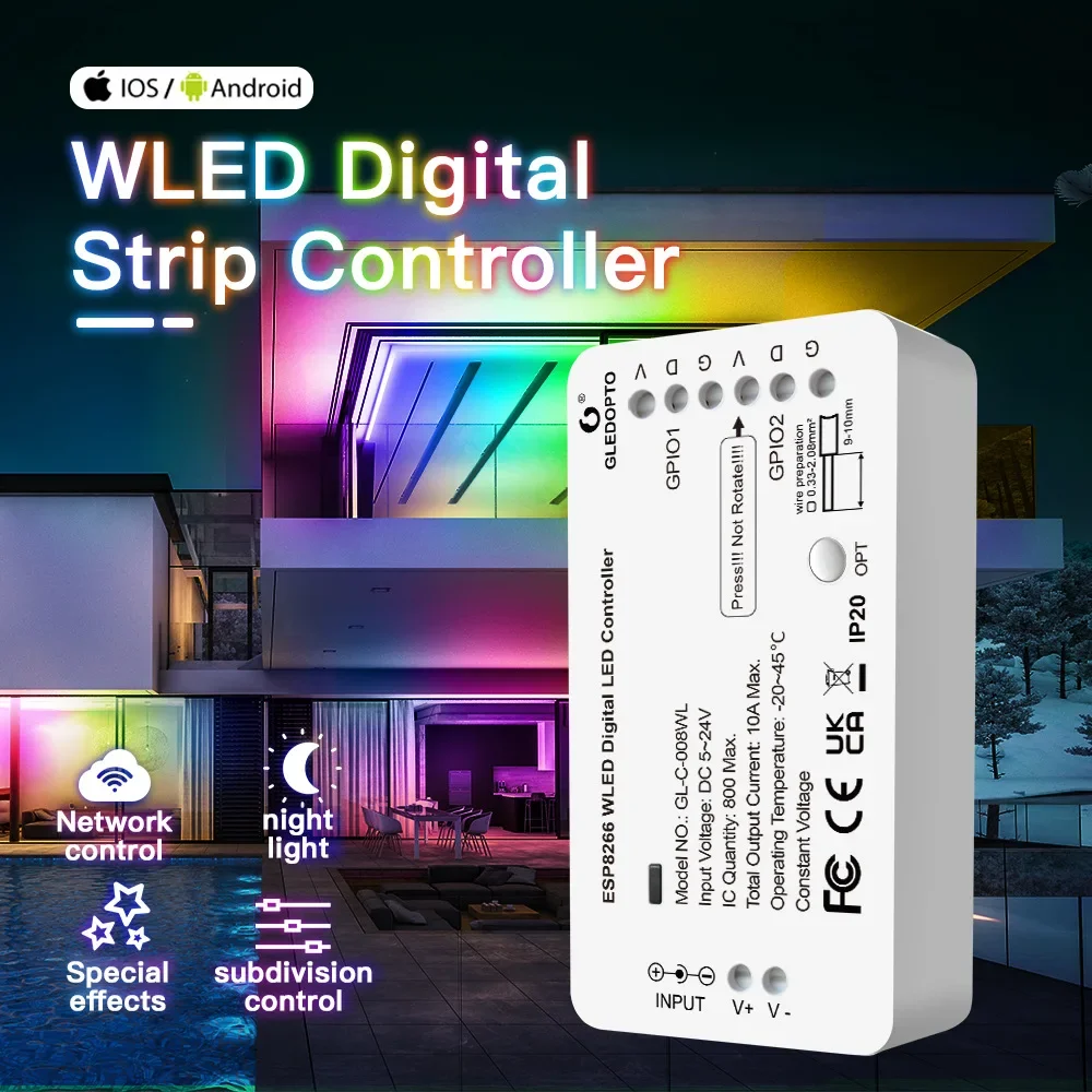 Контроллер светодиодных лент GLEDOPTO WLED Smart Light 100, режим динамического освещения DIY WiFi APP Control 800 IC WS2812b WS2811 SK6812 Strip
Контроллер светодиодных лент GLEDOPTO WLED Smart Light 100, режим динамического освещения DIY WiFi APP Control 800 IC WS2812b WS2811 SK6812 Strip