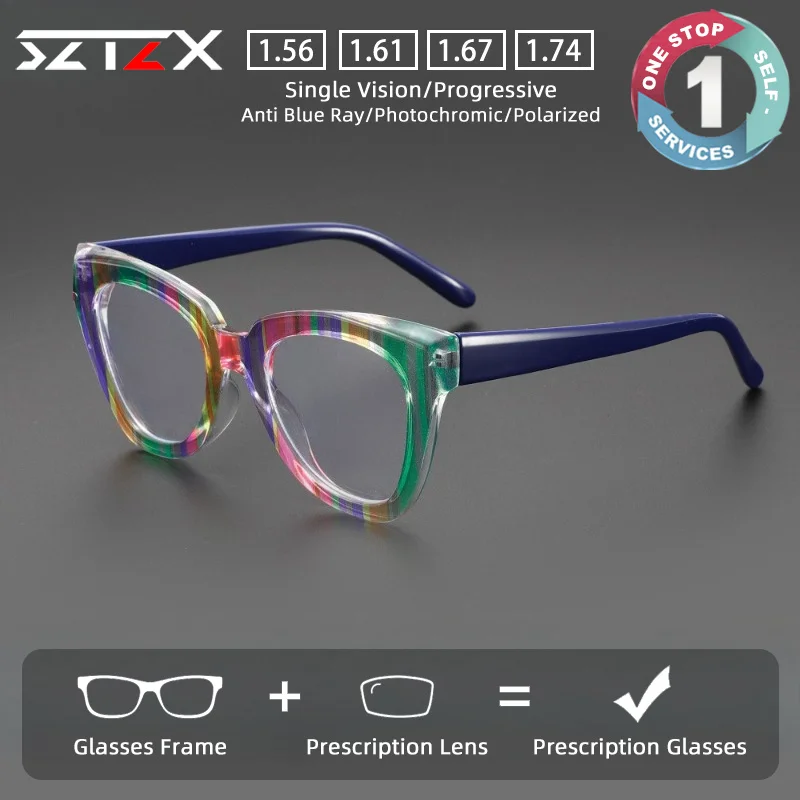 SZTZX Trendy Colorful Prescription Glasses Blue Light Blocking Anti-Reflective Women Myopia Eyewear Progressive Reading Glasses
SZTZX Trendy Colorful Prescription Glasses Blue Light Blocking Anti-Reflective Women Myopia Eyewear Progressive Reading Glasses