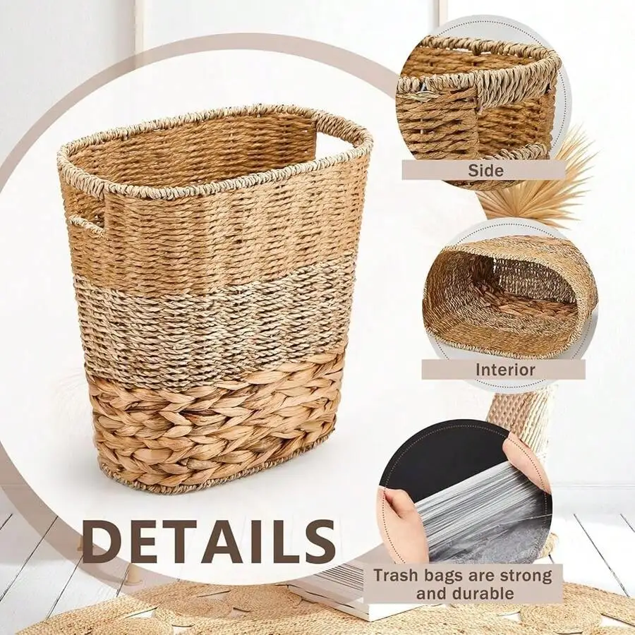 2 Pcs Wicker Trash Can With Handles Woven Basket For Bathroom Kitchen Bedroom
2 Pcs Wicker Trash Can With Handles Woven Basket For Bathroom Kitchen Bedroom