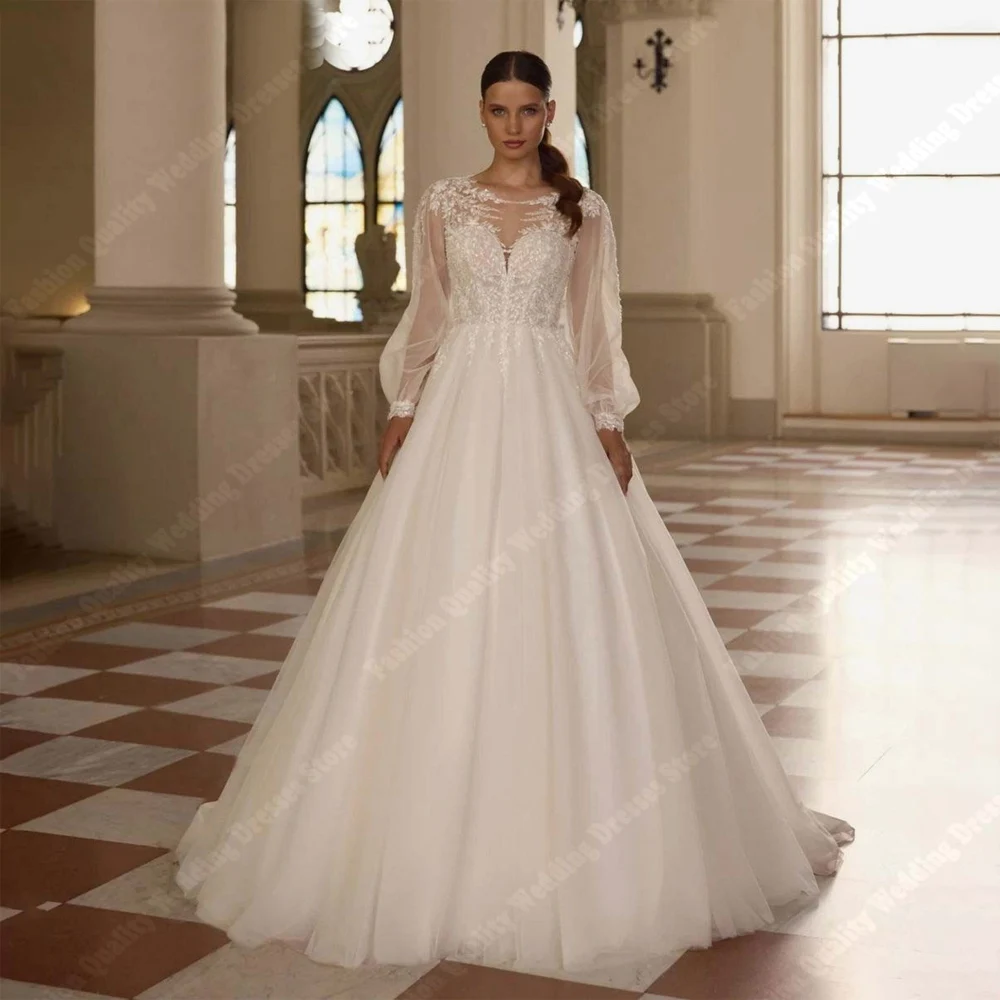 High Quality Round Neck Bride Dresses Classic Bright Satin Wedding Gowns Graceful A-Line Wedding Vestidos De Novias Customized
High Quality Round Neck Bride Dresses Classic Bright Satin Wedding Gowns Graceful A-Line Wedding Vestidos De Novias Customized