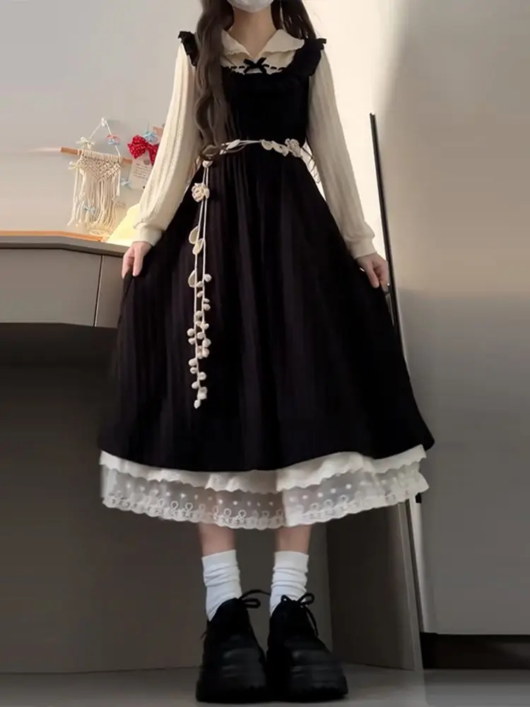 Японское темпераментное платье из двух частей для похудения талии для студенток, искусственное платье из двух частей в студенческом стиле
Японское темпераментное платье из двух частей для похудения талии для студенток, искусственное платье из двух частей в студенческом стиле