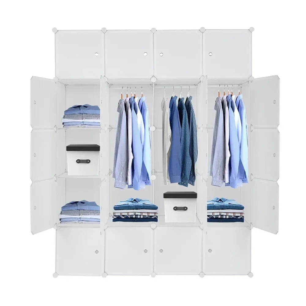 20 Cube Portable Clothes Closet, Plastic Wardrobe with Hanging Rods & Storage Shelves, White
20 Cube Portable Clothes Closet, Plastic Wardrobe with Hanging Rods & Storage Shelves, White