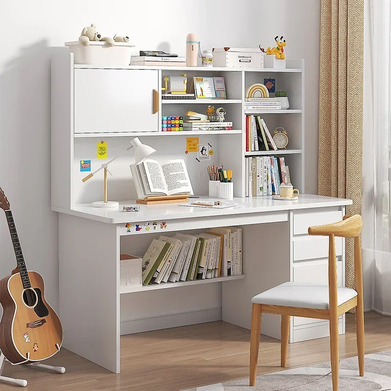 Integrated desk, bookshelf, student bedroom, writing desk, simple and modern style
Integrated desk, bookshelf, student bedroom, writing desk, simple and modern style