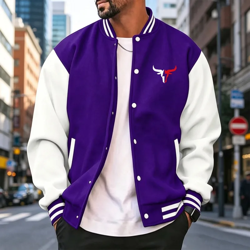 Men's contrasting sports jacket with sport leaf pattern print, oversized loose baseball jacket, casual jacket
Men's contrasting sports jacket with sport leaf pattern print, oversized loose baseball jacket, casual jacket