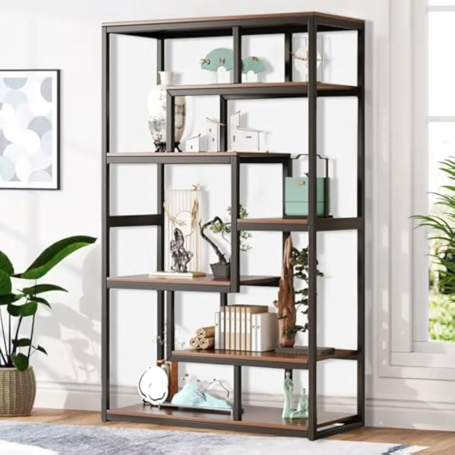 7 Tier Bookshelf, Modern Bookshelf with Metal Frame, Large Open Bookshelf for Bedroom, Living Room and Home Office Vintage Brow
7 Tier Bookshelf, Modern Bookshelf with Metal Frame, Large Open Bookshelf for Bedroom, Living Room and Home Office Vintage Brow