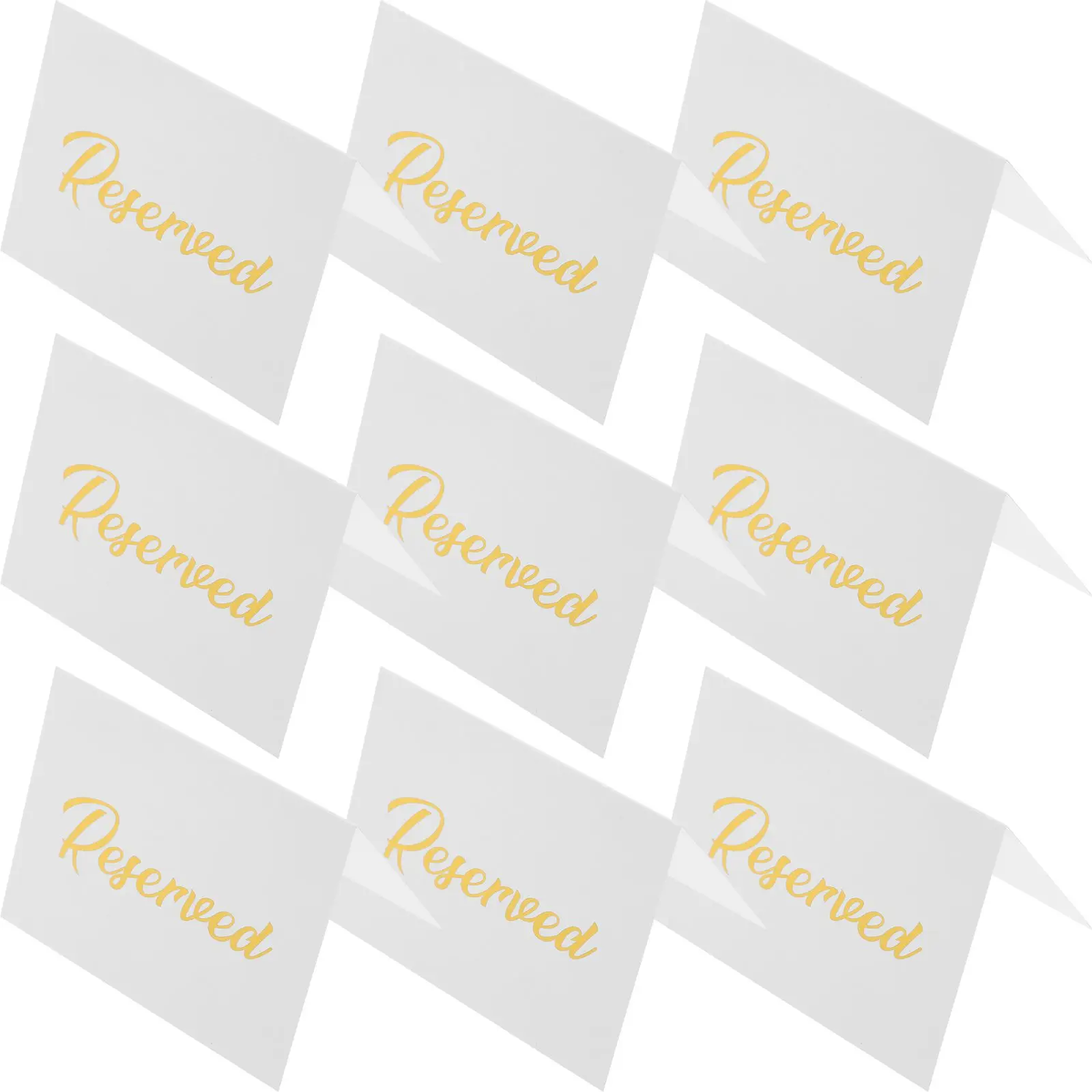 50pcs Reserved Table Signs Seating Cards 3x4inch White Gold Foil for Wedding Party Banquet Decorations Restaurant Tables
50pcs Reserved Table Signs Seating Cards 3x4inch White Gold Foil for Wedding Party Banquet Decorations Restaurant Tables