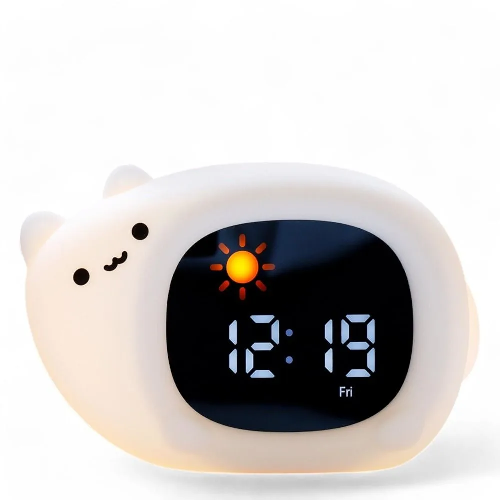 Kids Night Light Animal-Shape Alarm Clock Pat Control Cute Touch Night Light Home Decor Light Adjustable Beside Lamp Bedroom