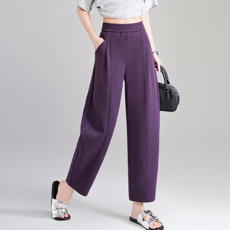 Korean style purple harem pants women's summer new high waist fashionable plus size elastic waist straight leg casual sports pan
Korean style purple harem pants women's summer new high waist fashionable plus size elastic waist straight leg casual sports pan