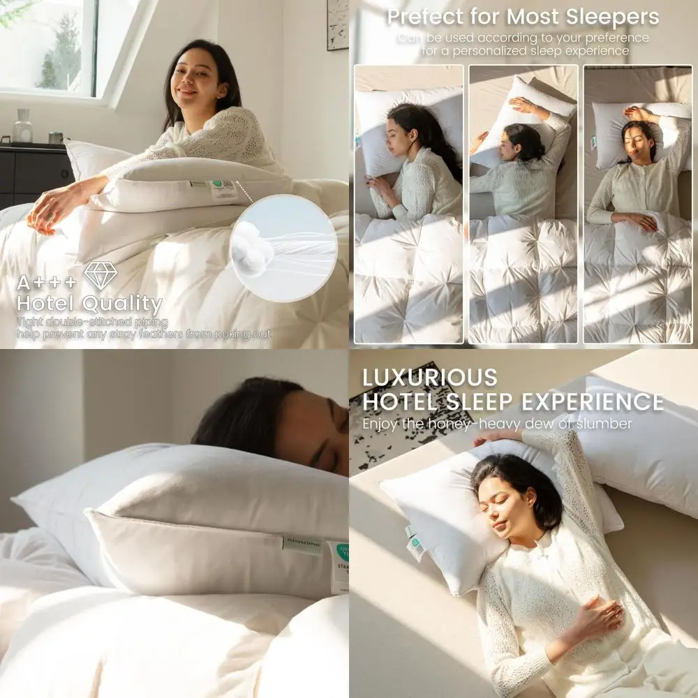 Queen Size Down Pillows Set of 2, 100% Cotton Cover, 20x28, Hotel-Quality Sleep Pillows
Queen Size Down Pillows Set of 2, 100% Cotton Cover, 20x28, Hotel-Quality Sleep Pillows