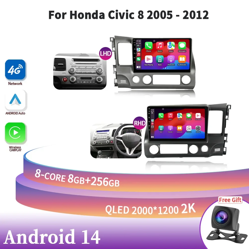 Car Radio Multimedia Navigation Android 14 For Honda Civic 8 2005-2012 LHD RHD Wireless Carplay Stereo Screen Head Unit 2DIN GPS
Car Radio Multimedia Navigation Android 14 For Honda Civic 8 2005-2012 LHD RHD Wireless Carplay Stereo Screen Head Unit 2DIN GPS