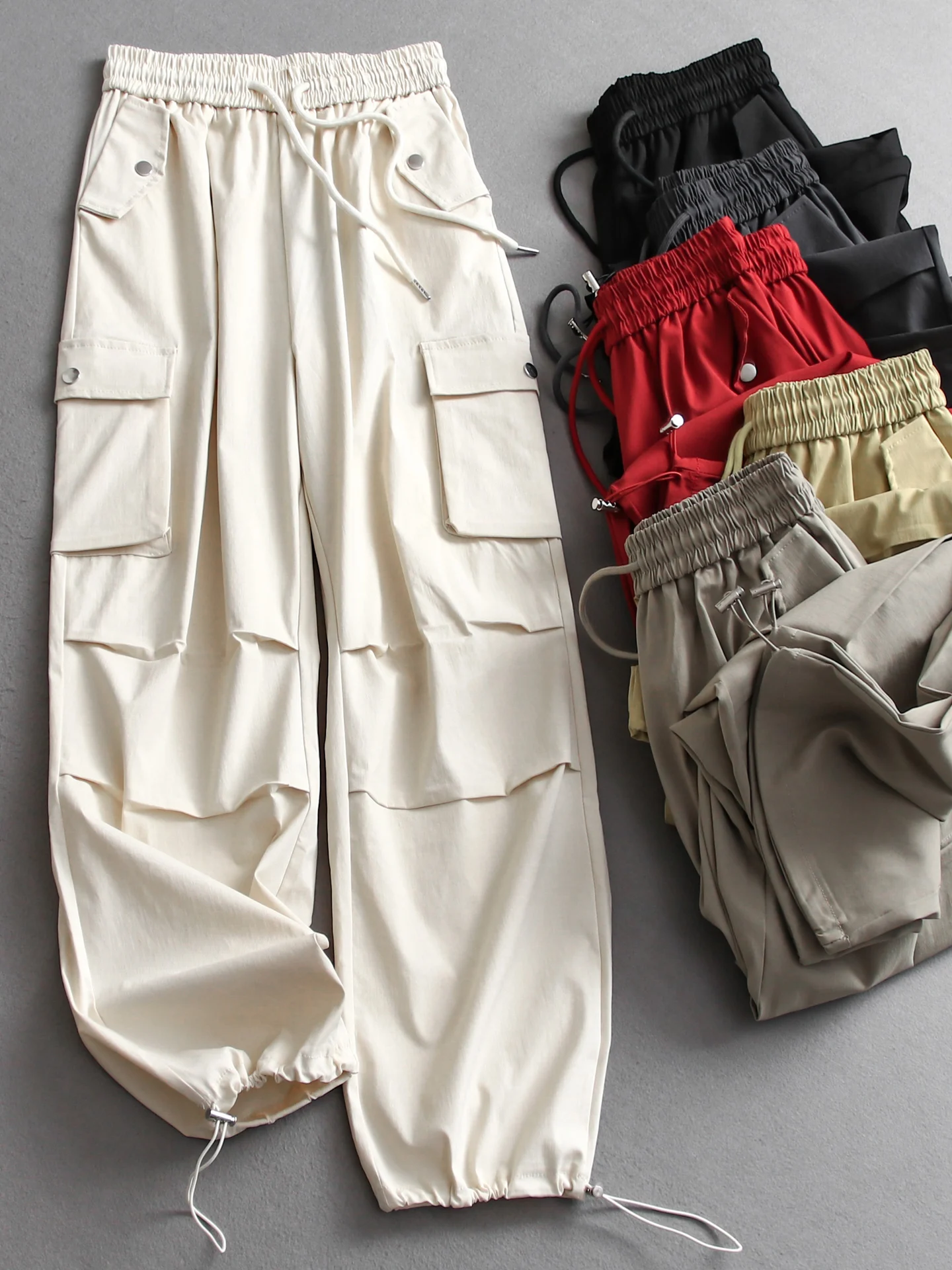 Pure Color Pleated Side Pocket Work Trousers Wide Leg Casual Hiking Pants Women's Autumn New Style V160 High Waist Elastic Po...
Pure Color Pleated Side Pocket Work Trousers Wide Leg Casual Hiking Pants Women's Autumn New Style V160 High Waist Elastic Po...